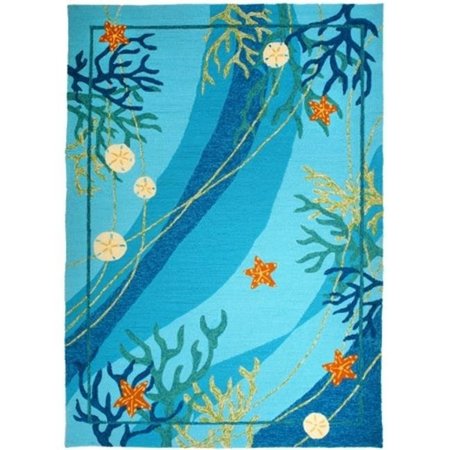 HOME FIRES Homefires underwater coral and starfish 3&apos; by 5&apos; indoor outdoor hand hooked area rug. If y PP-RP001C